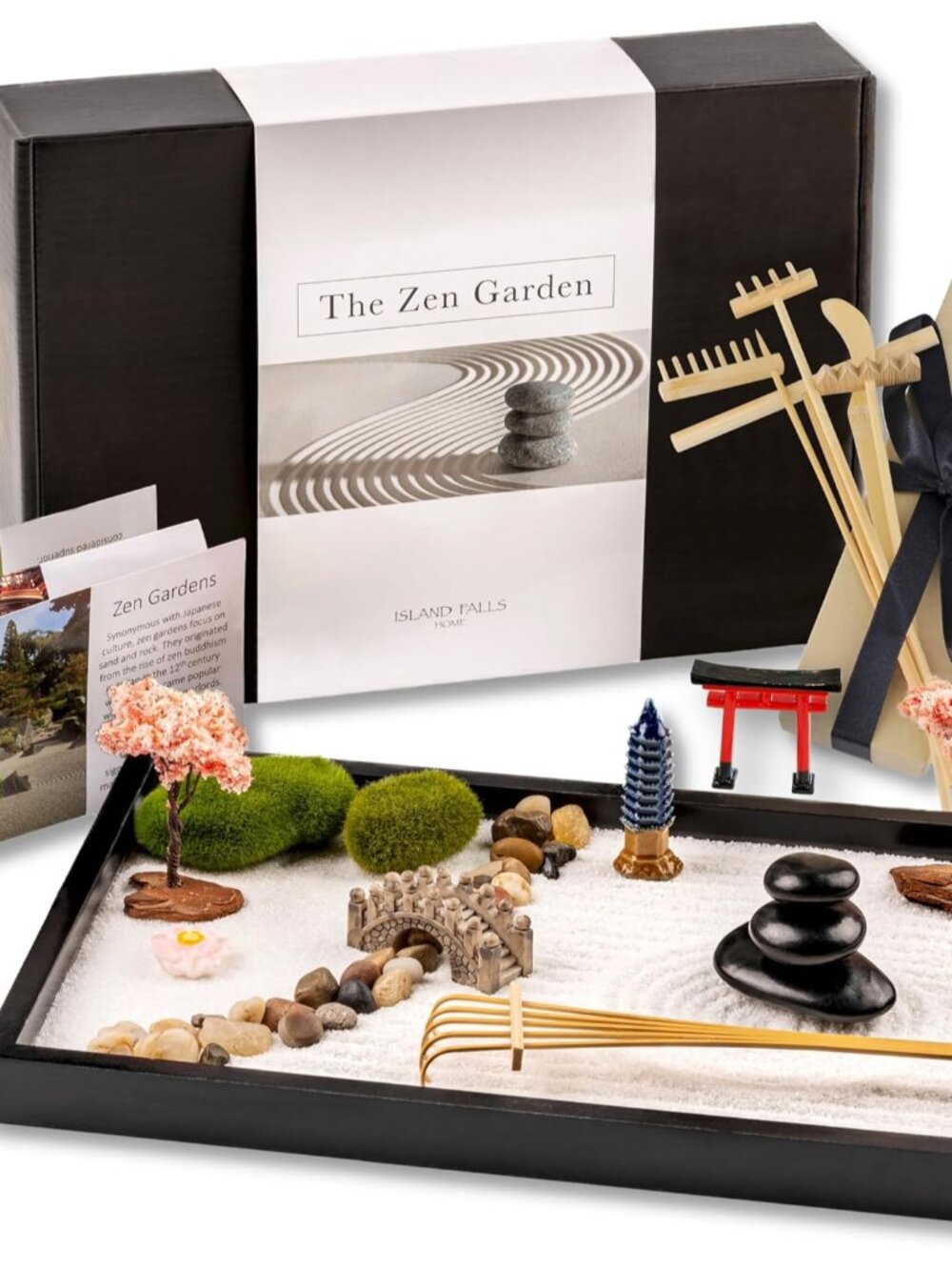 Zen Garden Kit for Desk, Mini Zen Garden 11x8in Decor